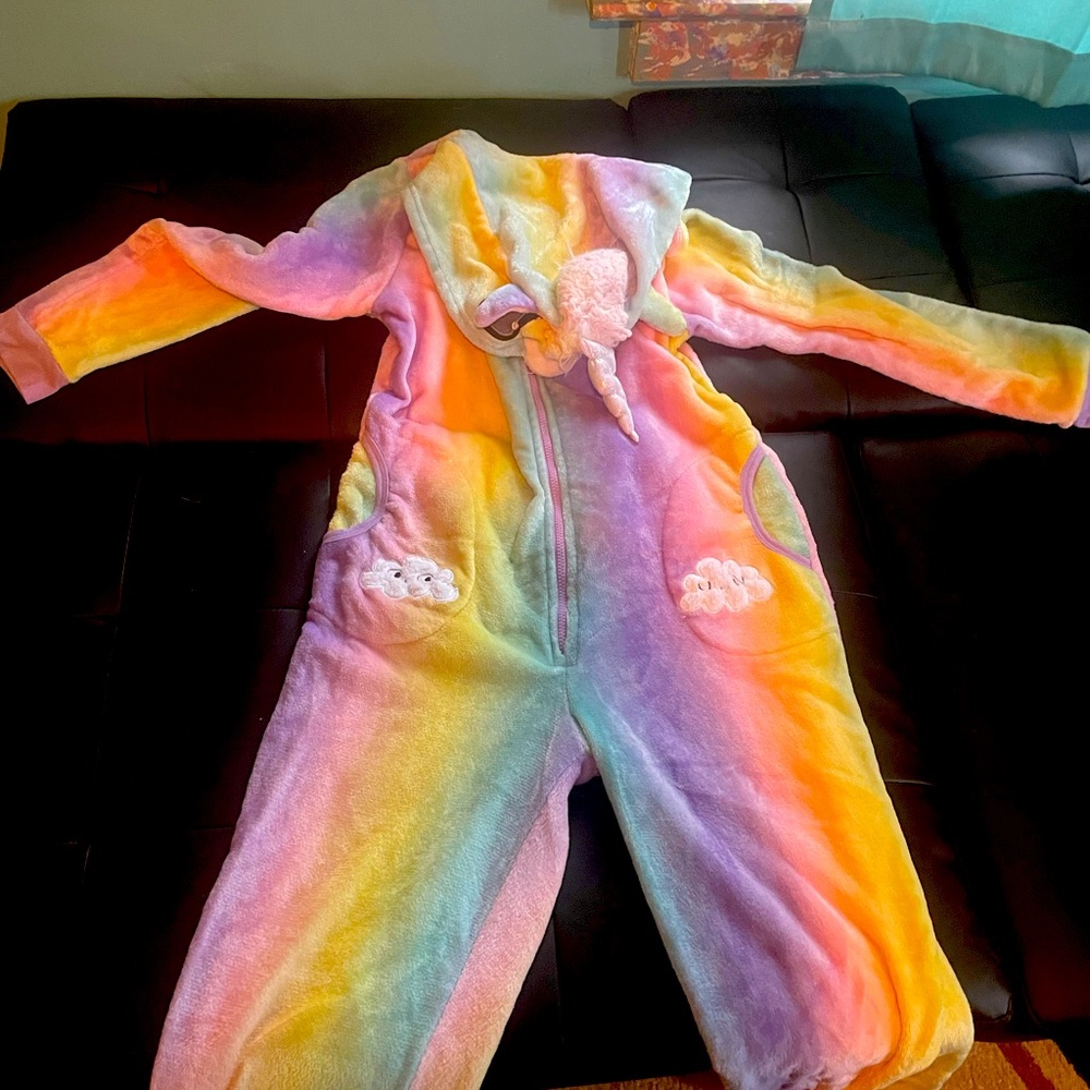 Hooded Rainbow Unicorn Onesie w/ Tail (Perfect for Raves & Parties)